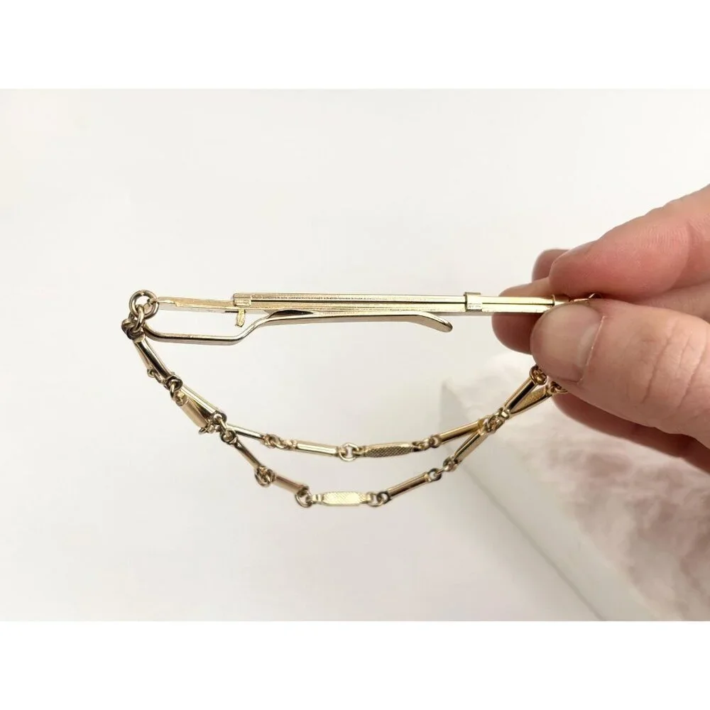 Gold Toned Adjustable Vintage Men's Midcentury Style Tie Bar | Tie Clip